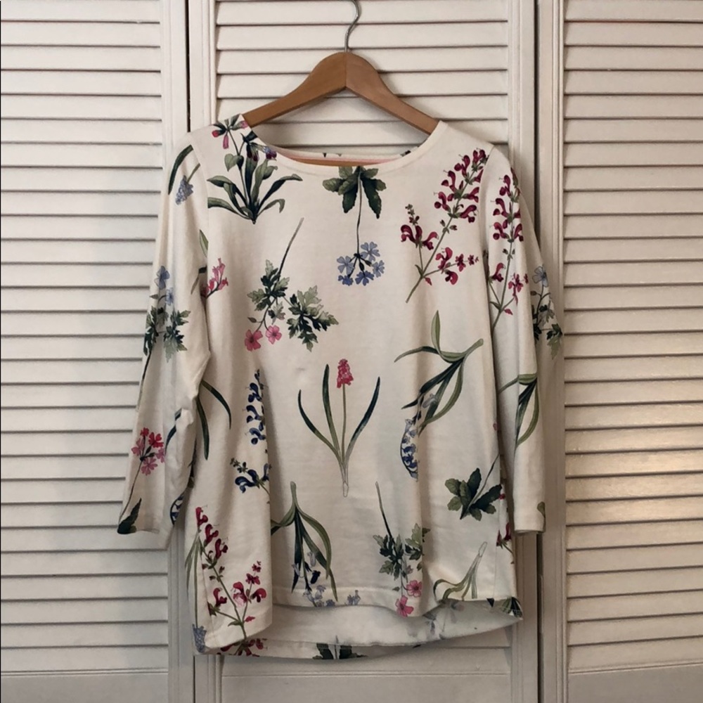 Joules 3/4 sleeve light knit floral top size 12